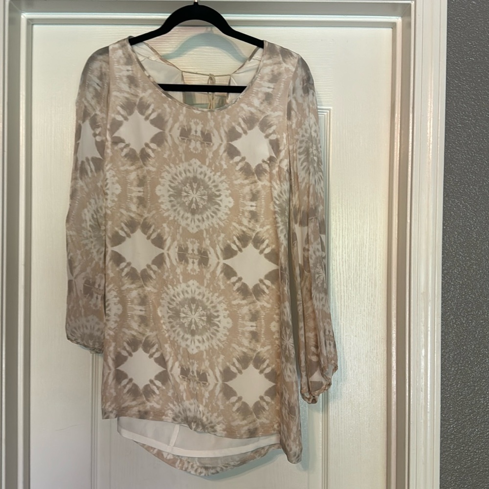 Neutral tie dye dress.
